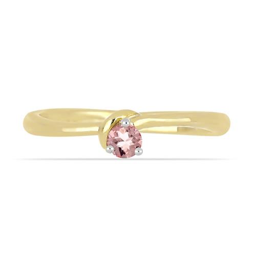 BUY 14K GOLD NATURAL MORGANITE GEMSTONE SINGLE STONE RING